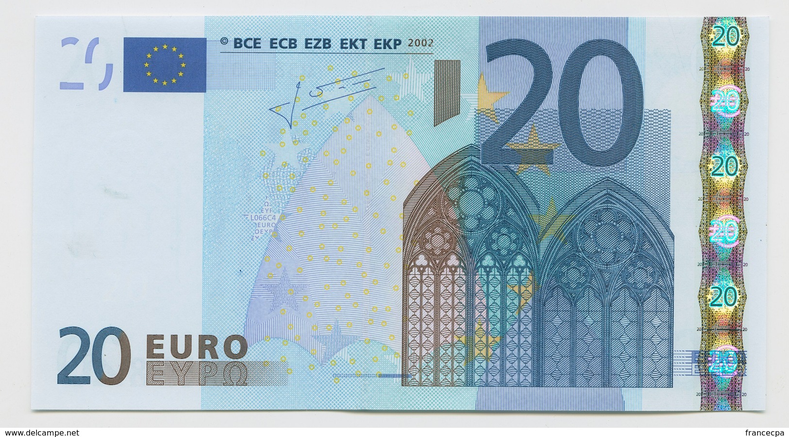 14 - BILLET 20 EURO 2002 NEUF Signature JEAN CLAUDE TRICHET  N° U58460189063 - Imp L066C4 - 20 Euro