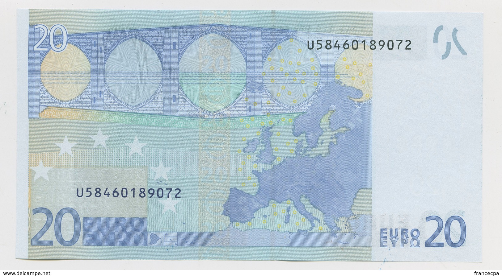 15 - BILLET 20 EURO 2002 NEUF Signature JEAN CLAUDE TRICHET  N° U58460189072 - Imp L066C4 - 20 Euro