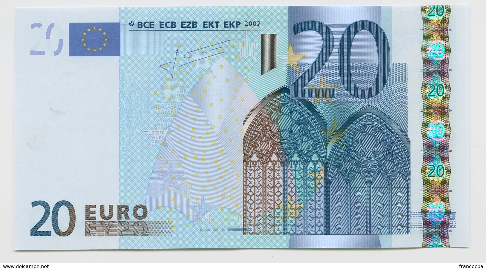 20 - BILLET 20 EURO 2002 NEUF Signature JEAN CLAUDE TRICHET  N° U79800407933 - Imp L079F6 - 20 Euro