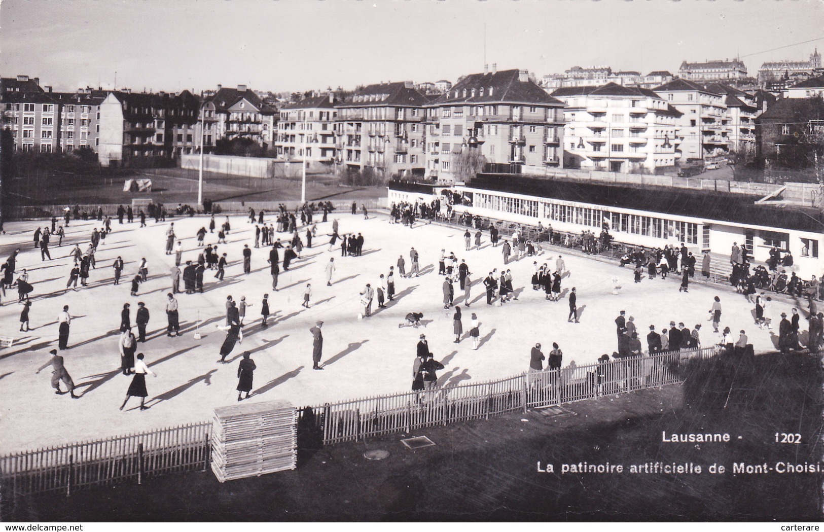 SUISSE OUEST,SWISS,VAUD,HELVETIA ,LAUSANNE,la Patinoire Artificielle De MONT CHOISI,patineur,CARTE PHOTO KERN 1939 - Lausanne