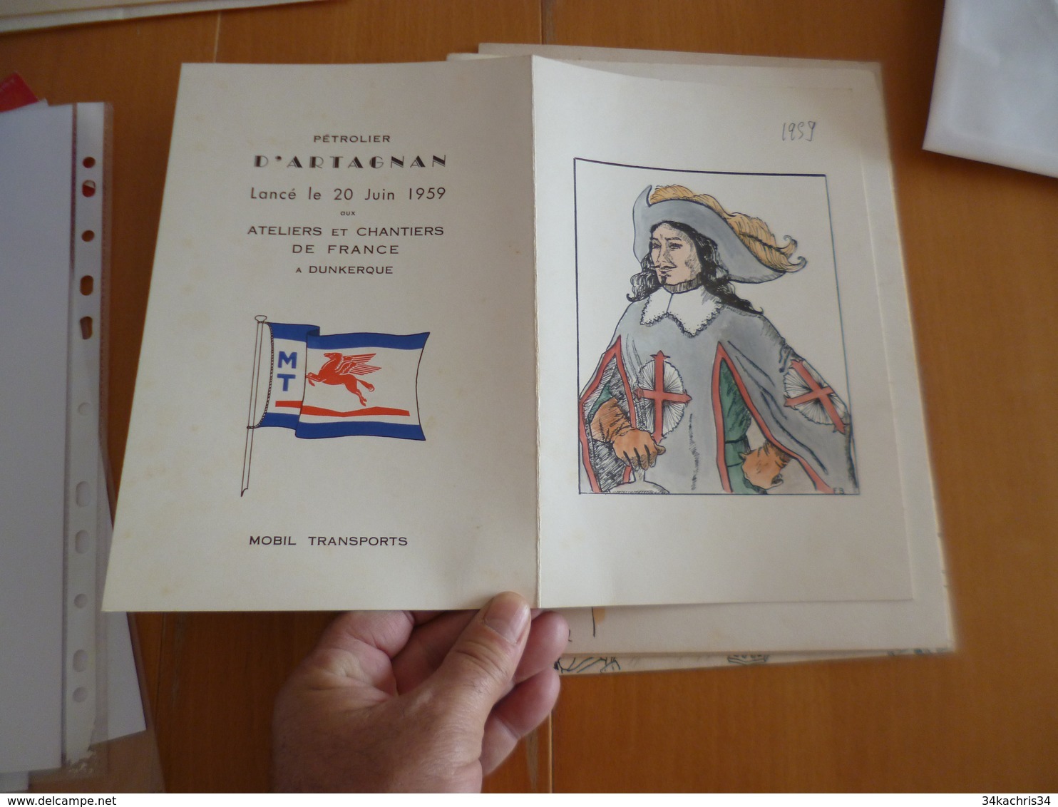 Devant De Menu Illustré Pétrolier D'Artagnan Lancé Le 20/06/1959 Aux Ateliers De France à Dunkerque Mobil Transports - Menus