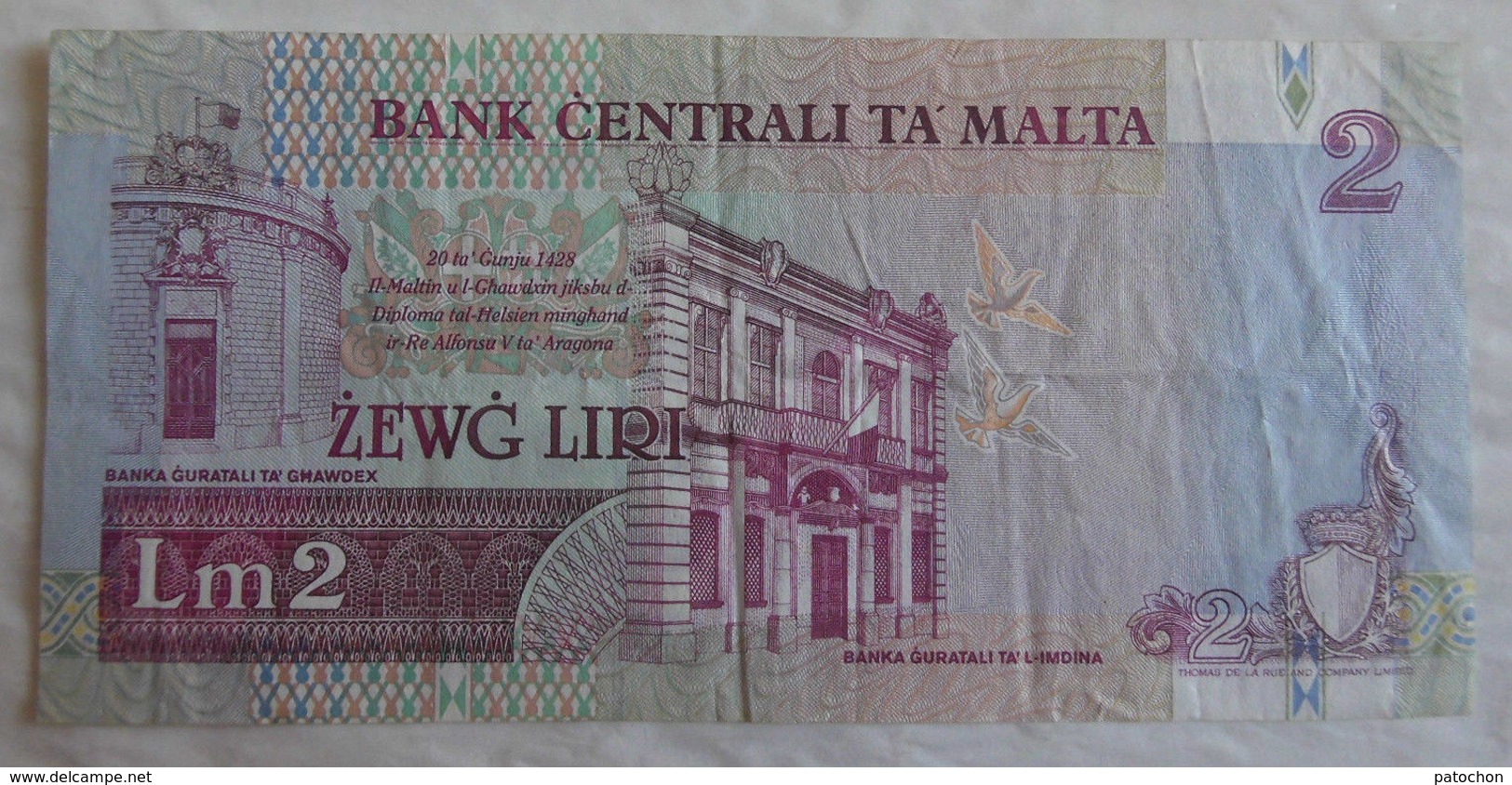 Billet De Banque De Malta 2 Liri 1967 A/12 - Malte