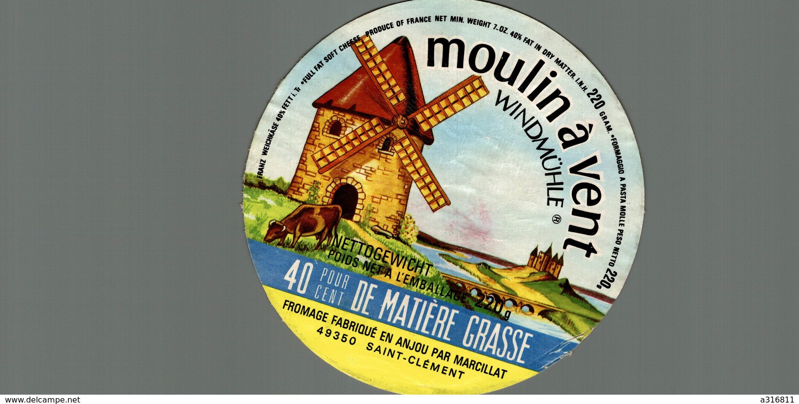 ANCIENNE ETIQUETTE DE CAMEMBERT MOULIN A VENT WINDMUHLE - Fromage