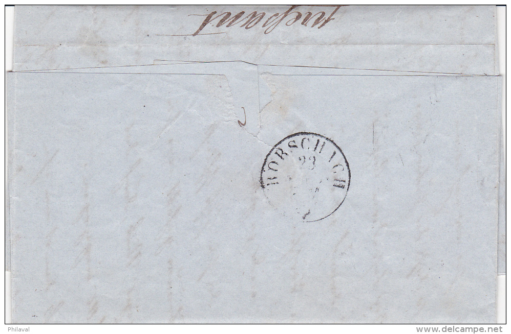 Suisse 1855 : No 23 C Sur Lettre Oblitéré St.Gallen, Fil De Soie Rouge, Très Bien Margé - Timbre Et Document Signés WEID - Briefe U. Dokumente