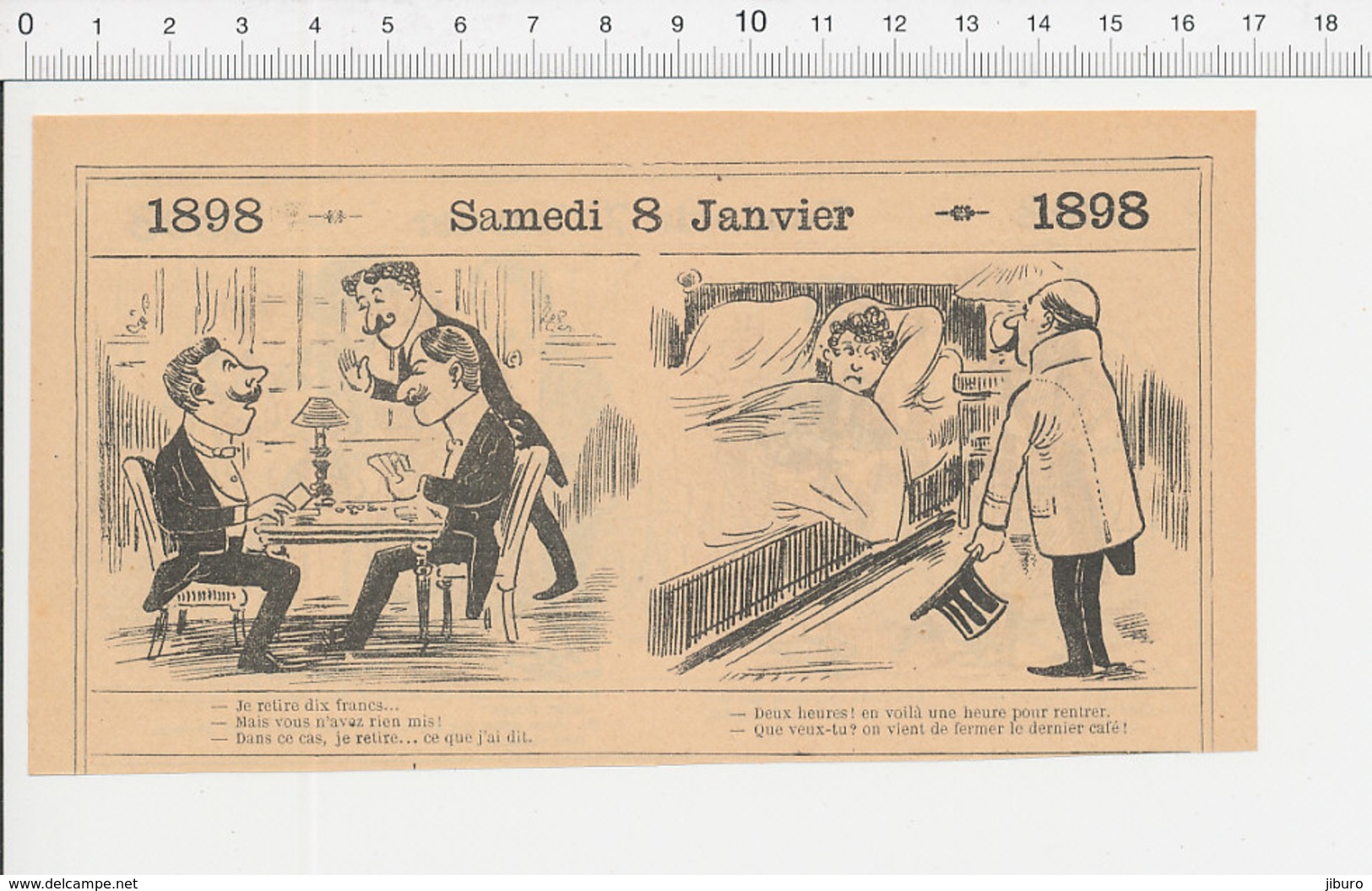 2 Scans 1898 Humour Poisson Morue Cannibalisme Joueurs De Cartes Jeu Mise D'argent  216PF10XT - Non Classés