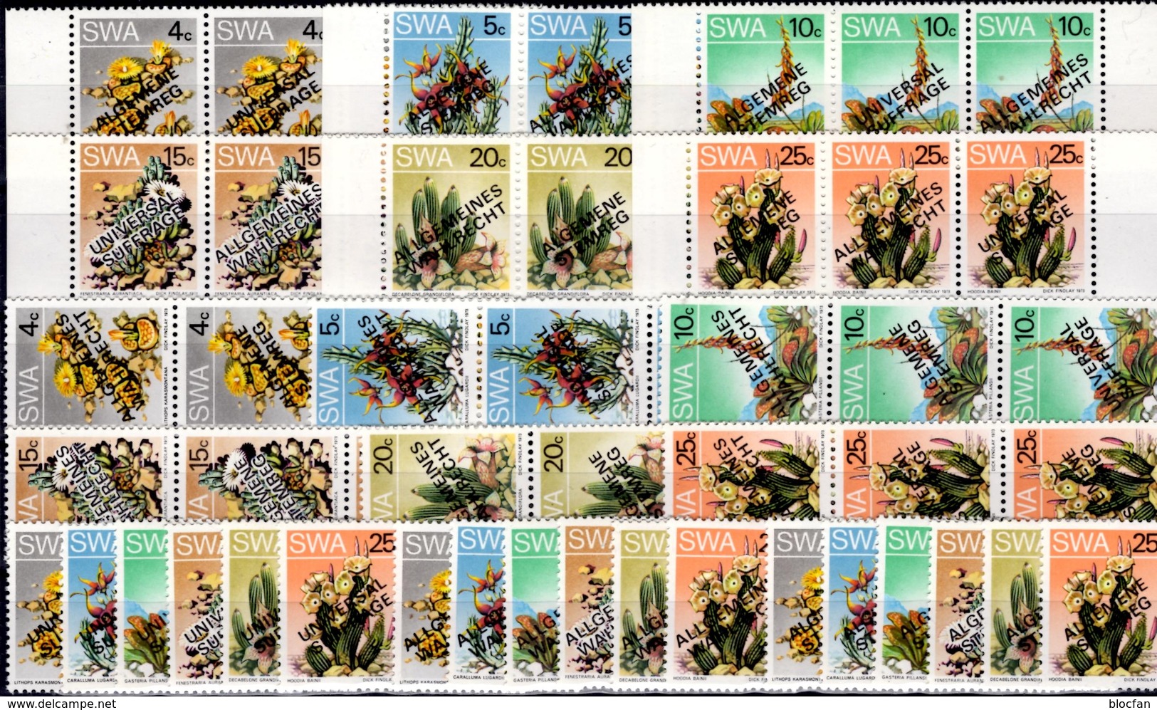 NAMIBIA Wahlrecht 1978 SWA 452/7+12ZD ** 30€ Overprint In English German Afrikaans Plant Se-tenant Southwest-Africa - Other & Unclassified