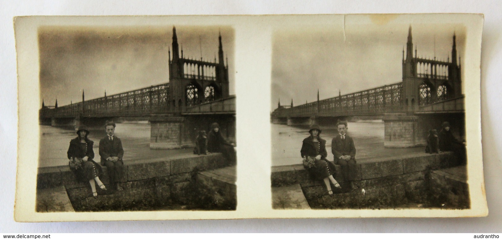 Photo Stéréoscopique Originale Strasbourg 1924 Pont Ferroviaire De Kehl Pont De L'Europe - Photos Stéréoscopiques