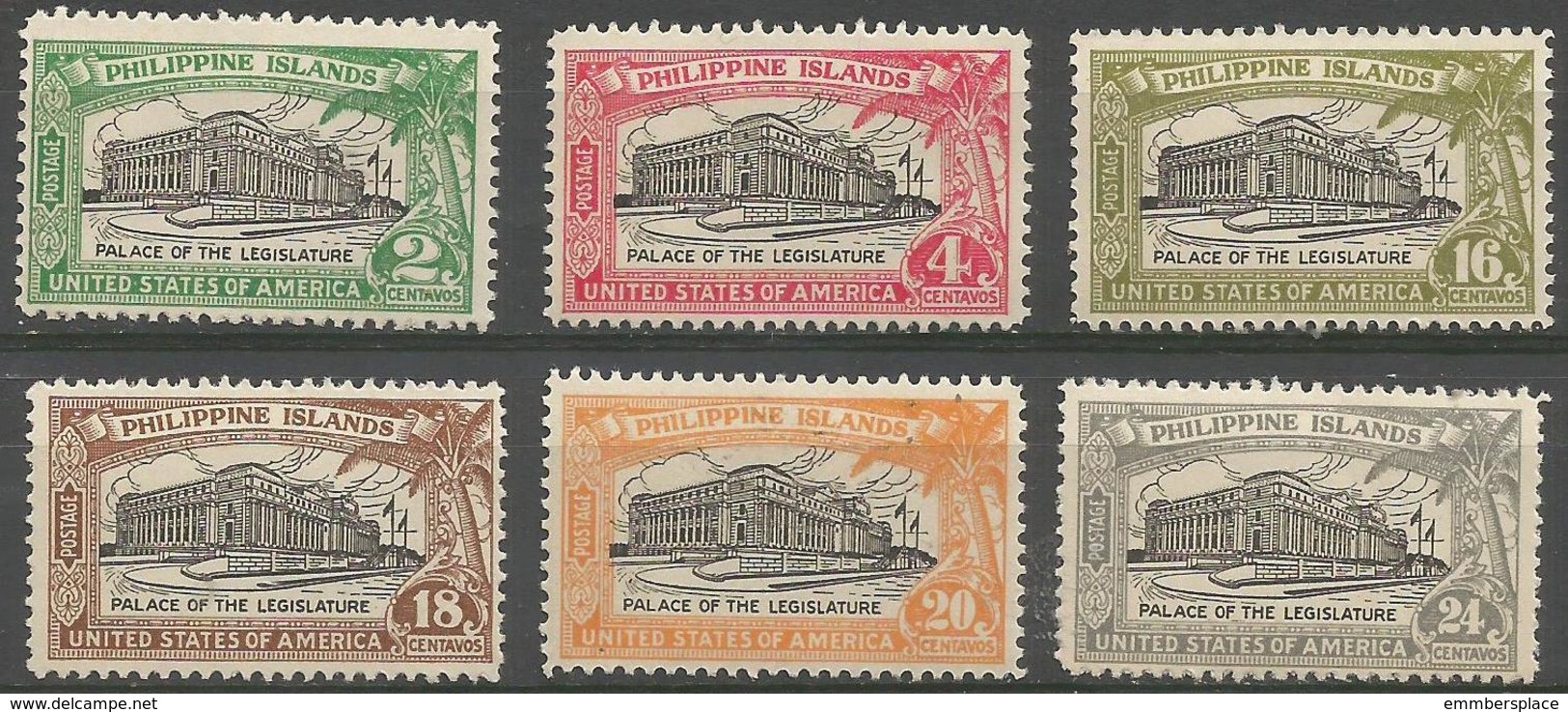 Philippines - 1926 Legistlative Palace MNH **    Mi 305-10  Sc 319-24 - Philippines