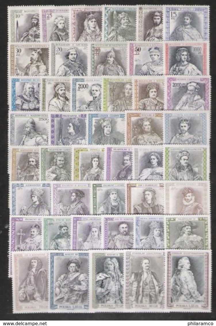 POLAND 1986-2000  A Set Of 44 Stamps KINGS,ROI.POCZET KROLOW - Full Years