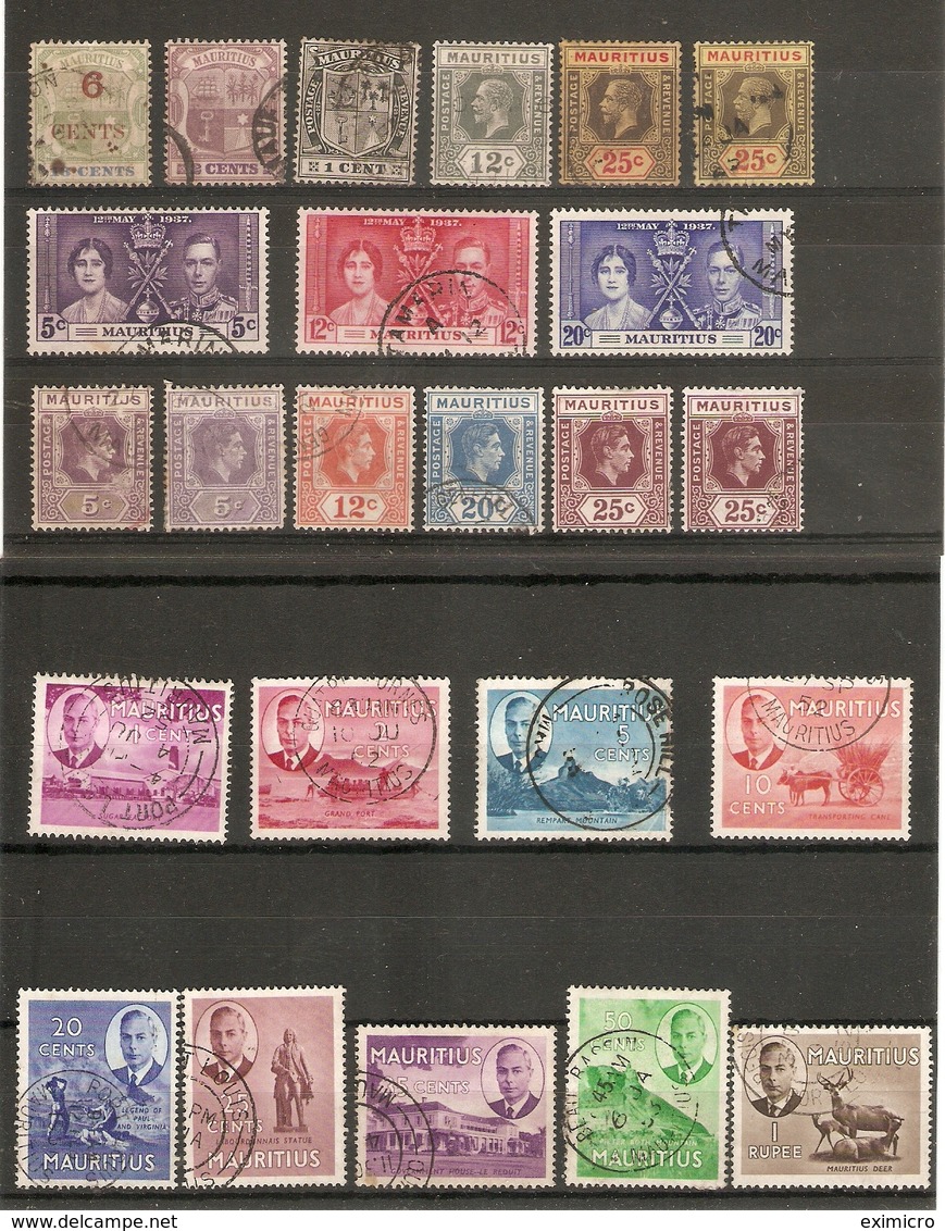 MAURITIUS QUEEN VICTORIA - QEII ALL DIFFERENT FINE USED SELECTION ON 6 STOCKCARDS Stc Approximately £44 - Mauritius (1968-...)