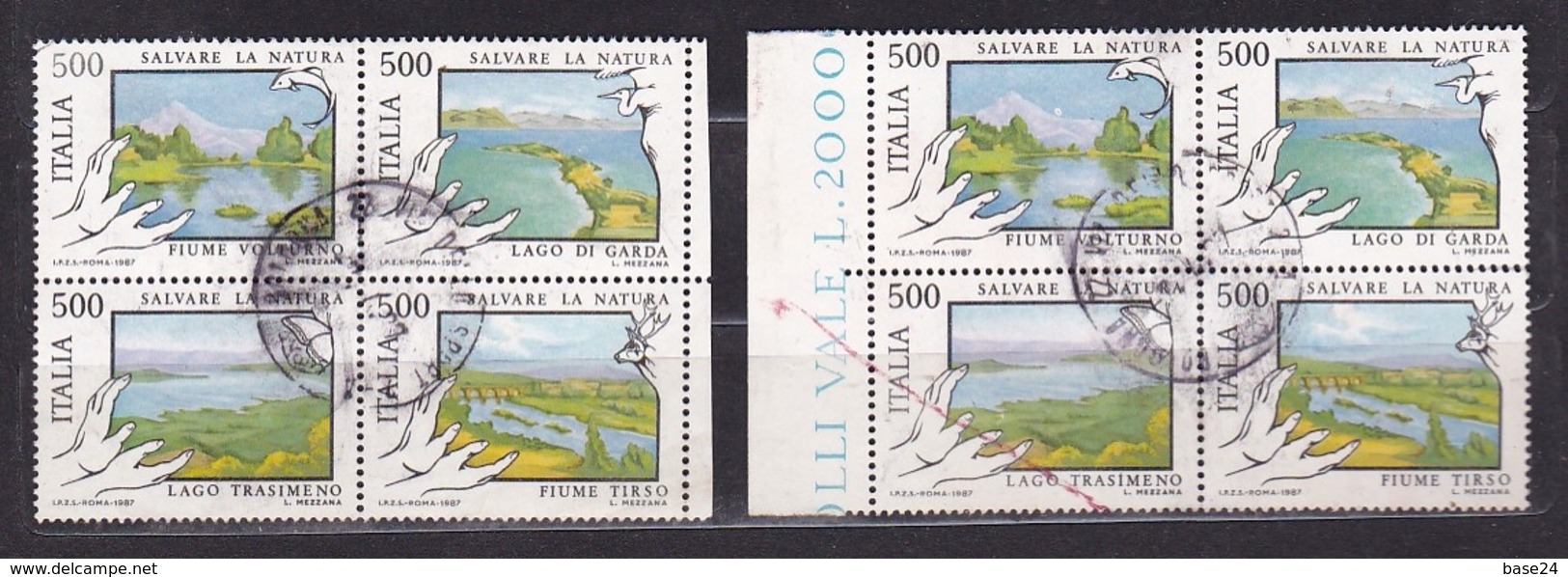 1987 Italia Italy Repubblica NATURA NATURE 2 Serie Di 4 Valori (blocco) Usate USED - Protezione Dell'Ambiente & Clima