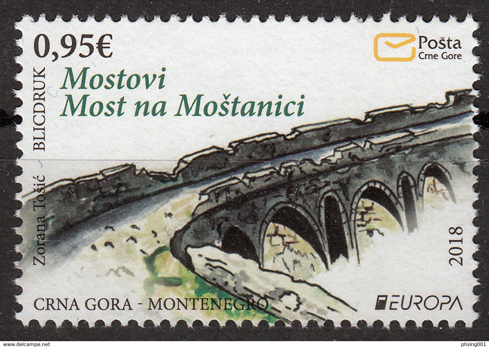 Montenegro 2018 Europa CEPT, Bridges Bruecken Ponts Architecture MNH - 2018