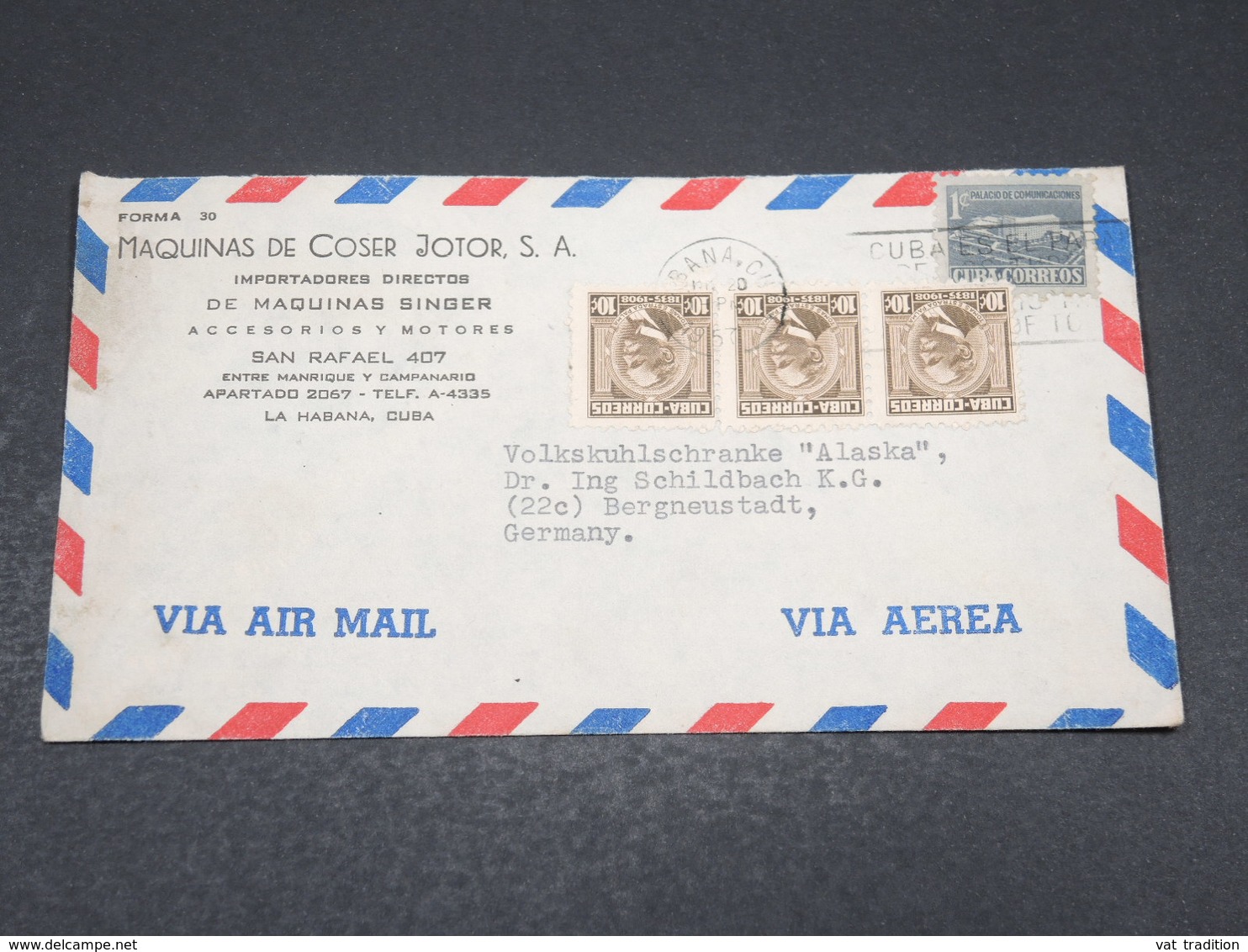 CUBA - Enveloppe Commerciale De La Habana Pour L 'Allemagne En 1957 - L 17463 - Briefe U. Dokumente