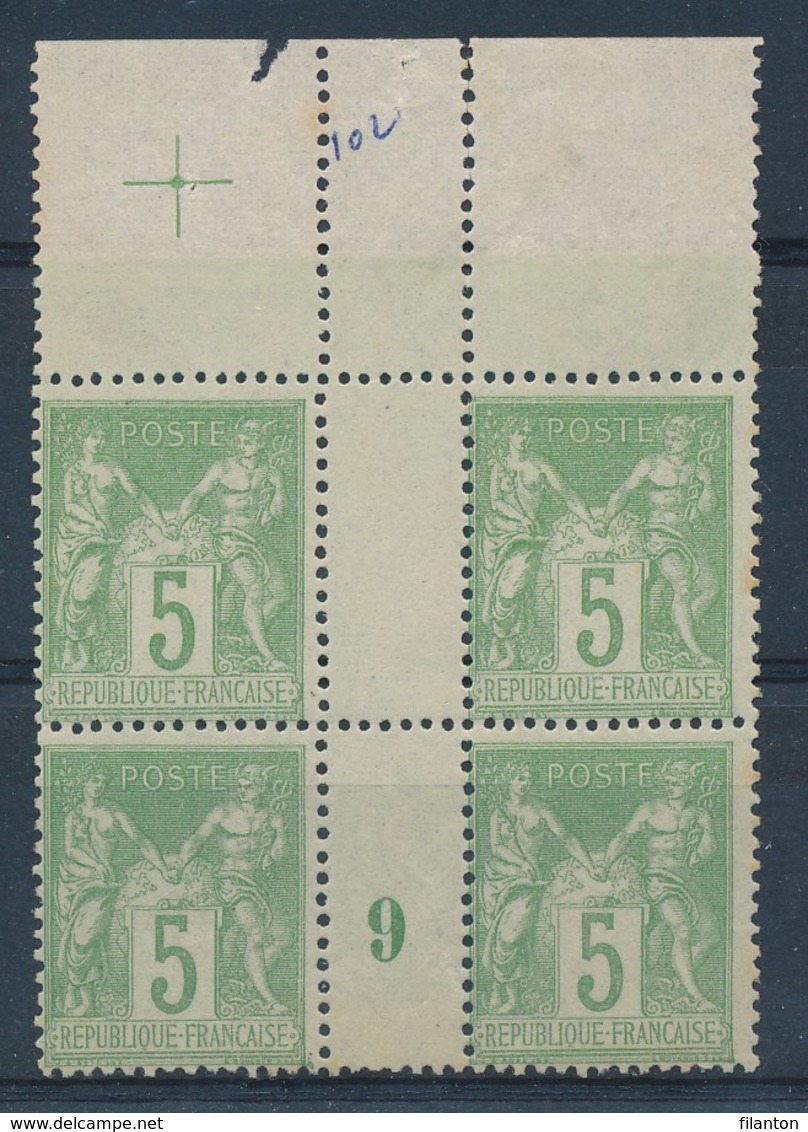 FRANCE - Yv. Nr 102 (bloc De 4) - Type Sage - Millésime - Zonder Gom/sans Gomme - Millesimes