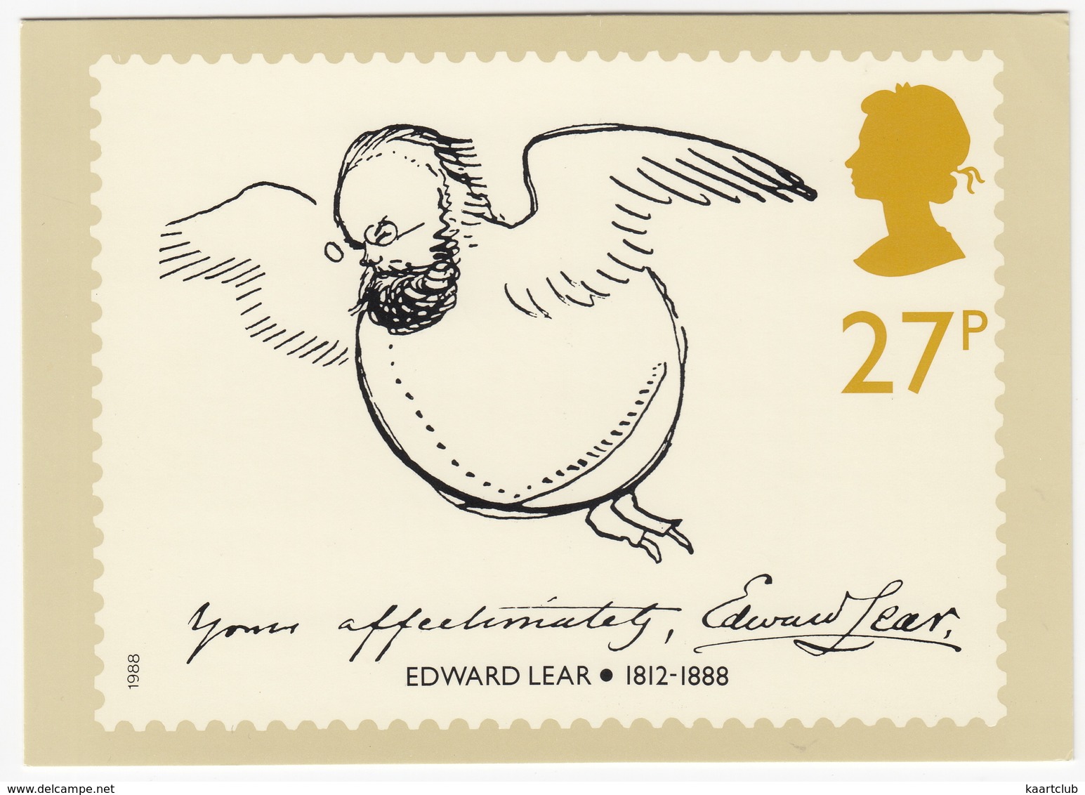 'Self Portrait'' - Edward Lear - Verse For Children  (27p Stamp) -  1988 - (U.K.) - Postzegels (afbeeldingen)