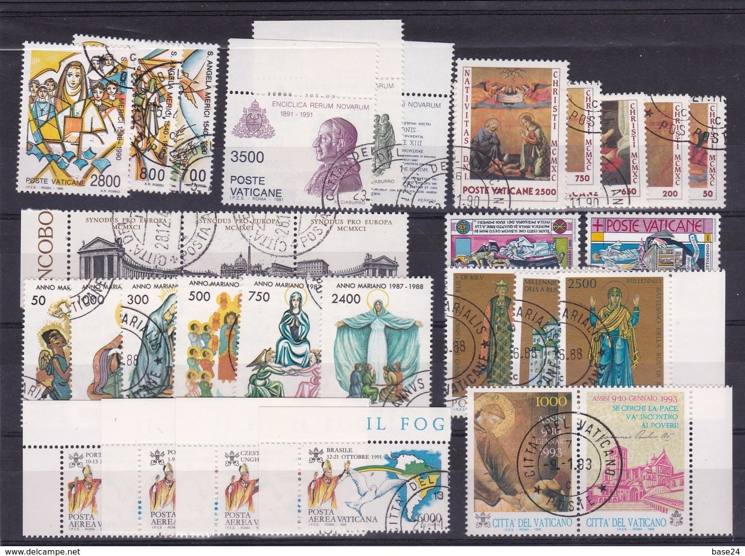 1988 1990 1991 1992 1993 Vaticano Vatican 9 Serie USATE: ANNO MARIANO, MILLENNIO KIEV, S.A.MERICI, NATALE, RERUM NOV... - Used Stamps