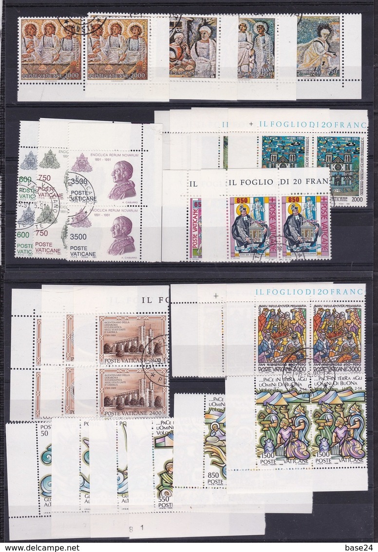 1988 1989 1990 1991 1992 Vaticano Vatican 14 Serie USATE (7 Coppie): NATALE, GERARCHIA ECCLESIASTICA, S. WILLIBRORD, C.. - Used Stamps