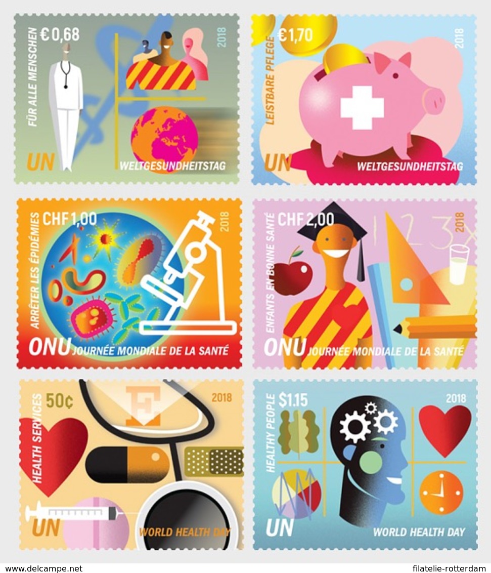 VN / United Nations (Joint-Issue) - Postfris / MNH - Complete Set World Health Day 2018 - Gezamelijke Uitgaven New York/Genève/Wenen