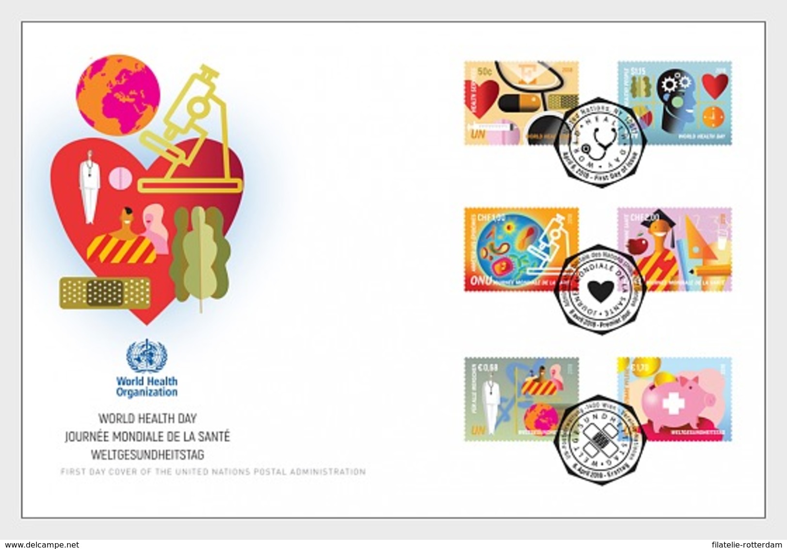 VN / United Nations (Joint-Issue) - Postfris / MNH - Complete Set FDC World Health Day 2018 - Gezamelijke Uitgaven New York/Genève/Wenen