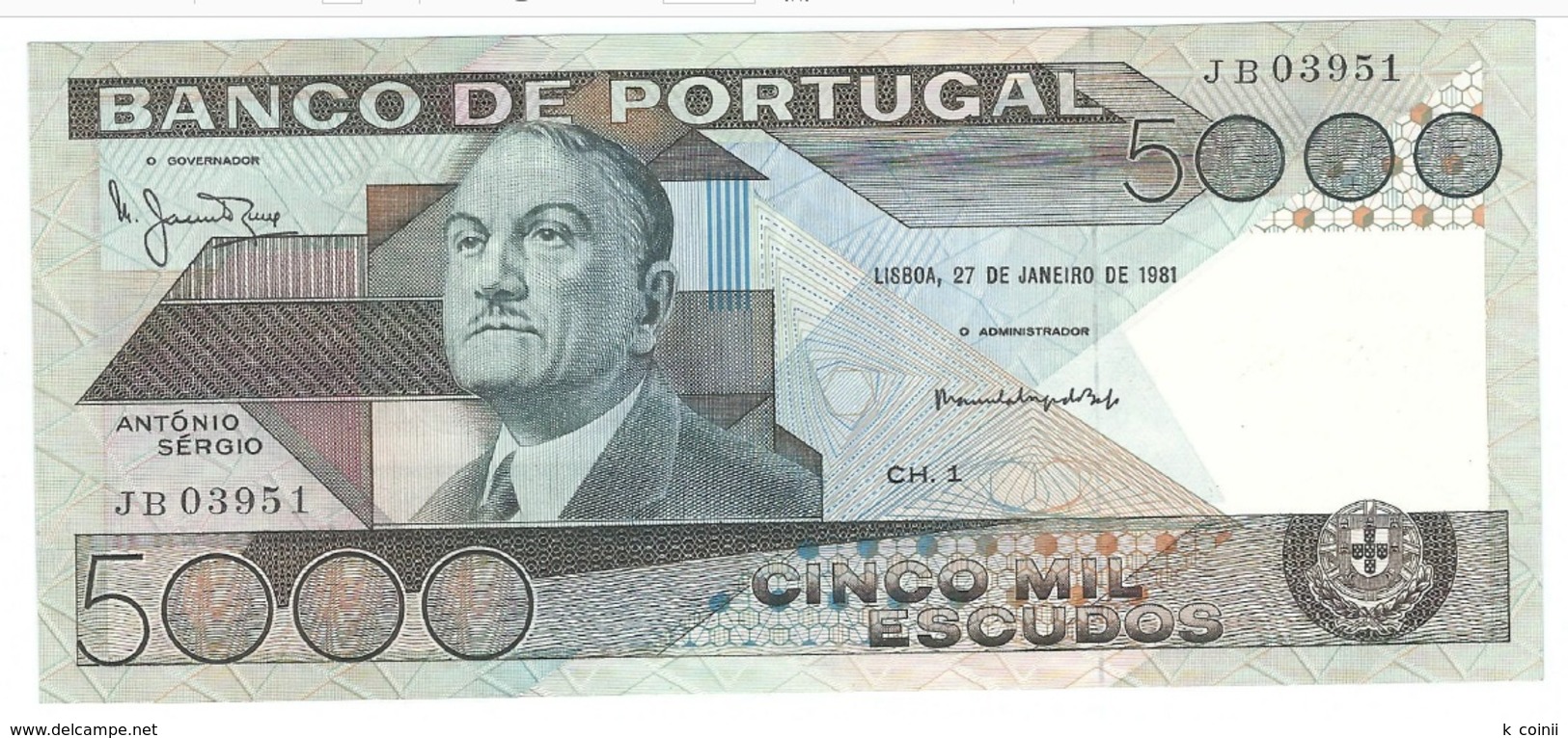 Portugal - 5000 Escudos (5000$00) 1981 - AUNC / Presque NEUF - Portugal