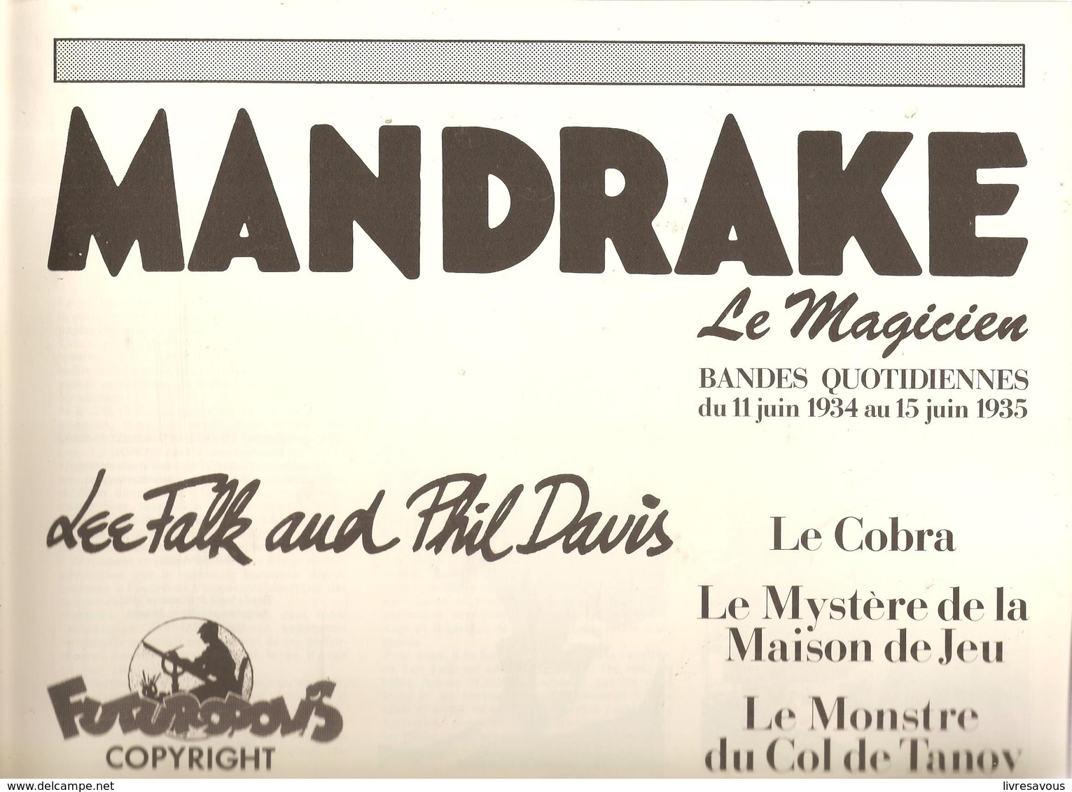 Mandrake Le Magicien Le Cobra Le Mystère De La Maison De Jeu ... De Lee Fack And Phil Davis Editions Foturopolis De 1981 - Mandrake