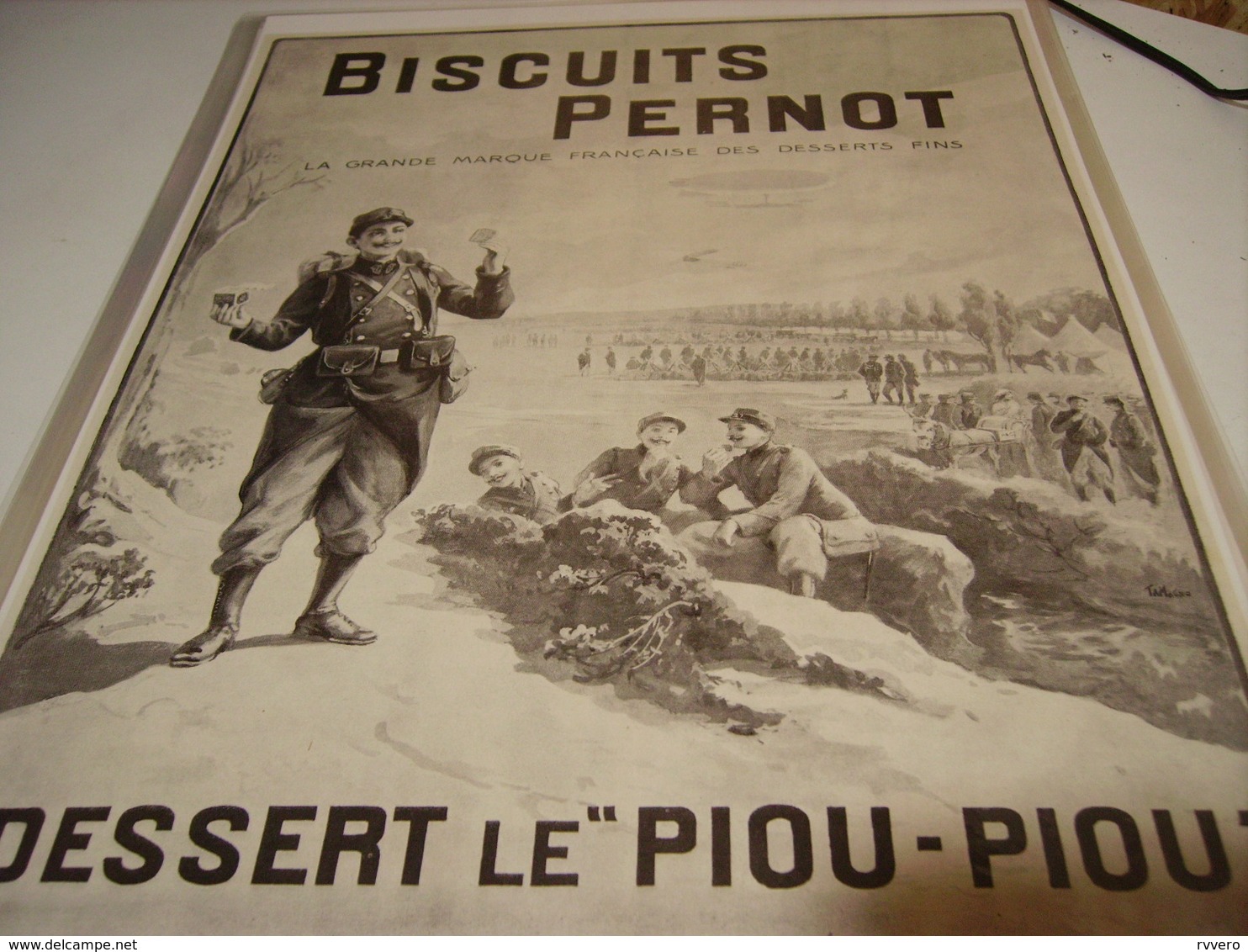 ANCIENNE PUBLICITE BISCUIT PERNOT DESSERT LE PIOU-PIOU 1913 - 1914-18