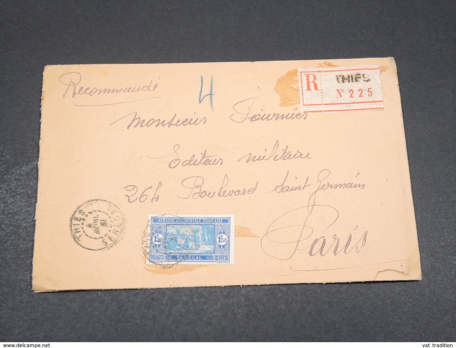 SÉNÉGAL - Enveloppe En Recommandé De Thies Pour Paris En 1931- L 17540 - Lettres & Documents