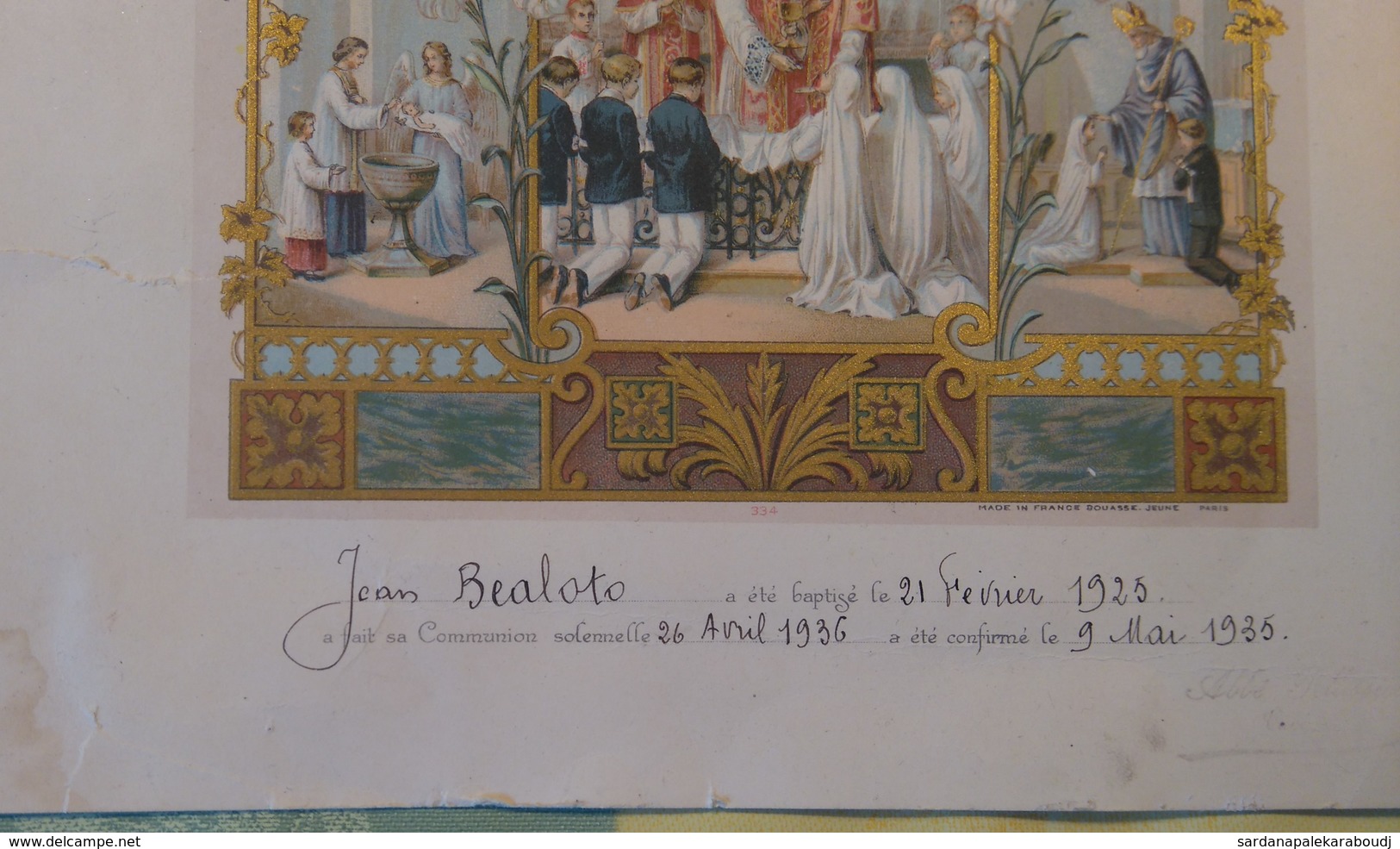 [COMMUNION & BAPTÊME ] GRANDE Image / Certificat De Baptême, Communion, Confirmation, 1936. RARE. - Devotion Images