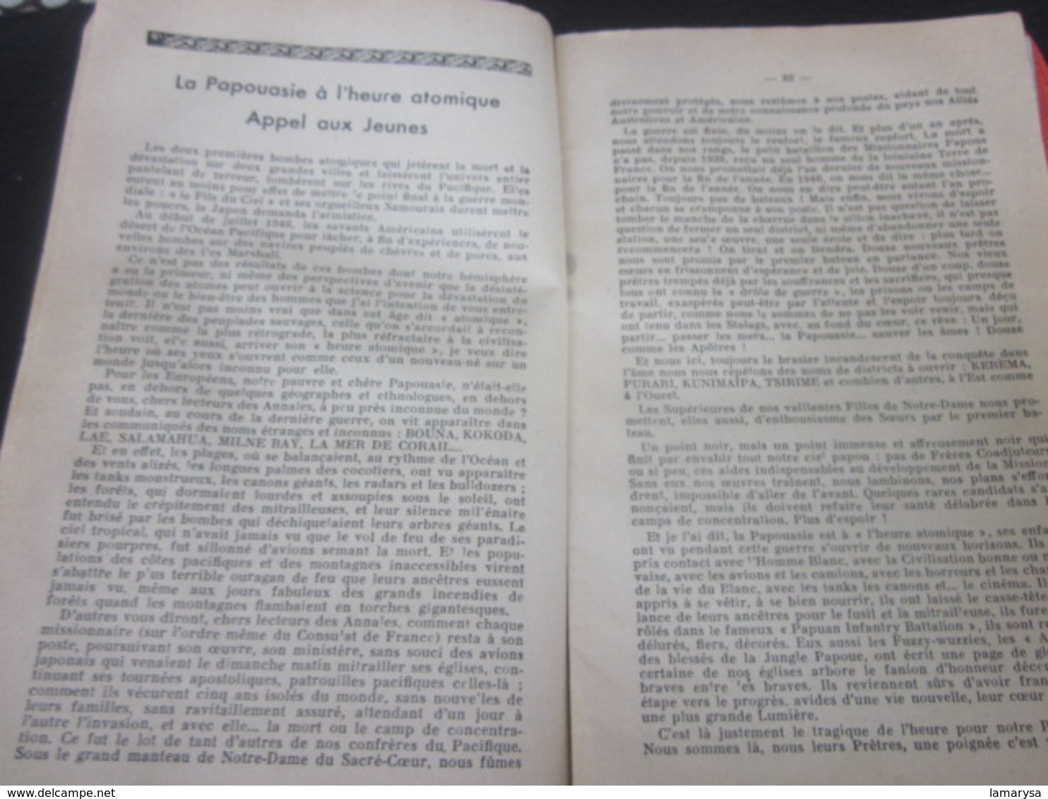 1946 ANNALES DE NOTRE-DAME DU SACRE-CŒUR-ACTIONS DE GRACE-VIE RELIGIEUSE-EGLISE à ISSOUDUN -MISSIONS-Culture  Religion - Religión