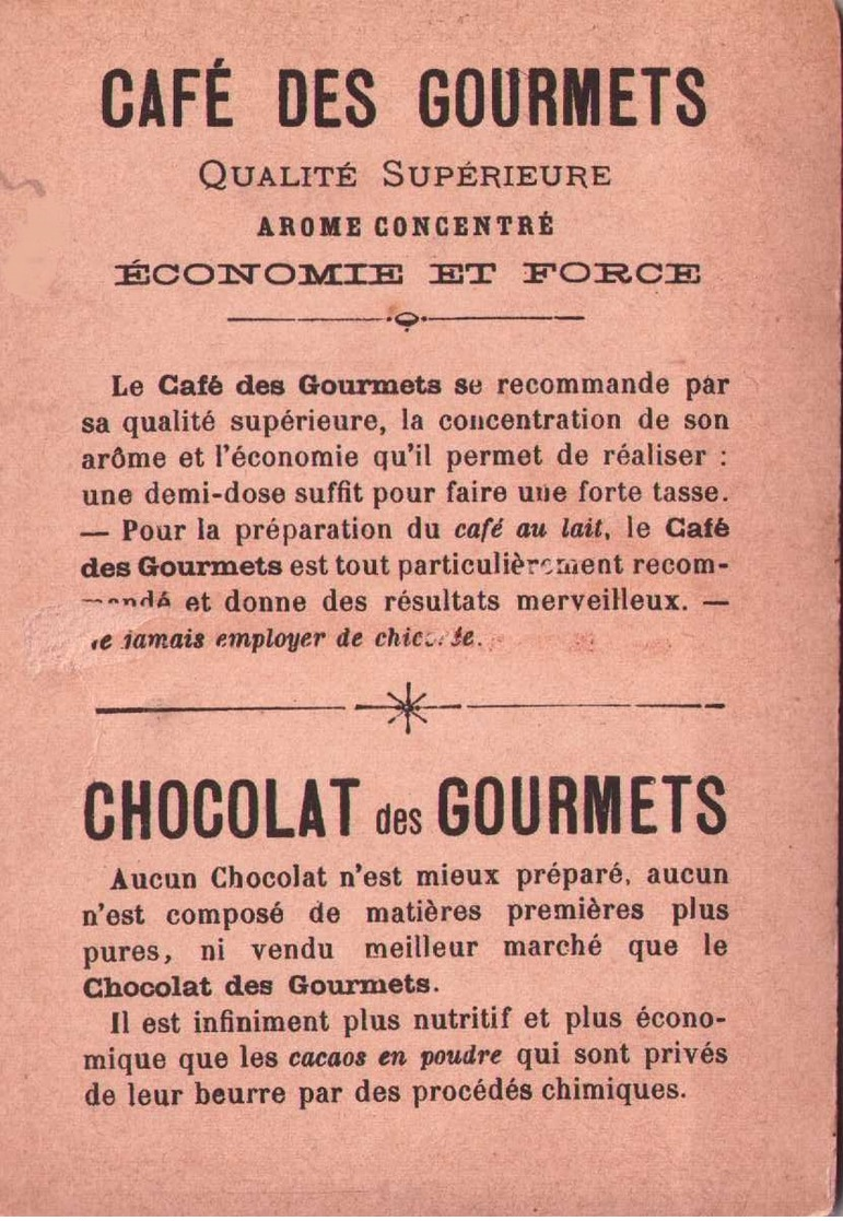 Chromo Chocolat Des GOURMETS & Cafés - Défense De St-Privat - Scans Recto-verso - Otros & Sin Clasificación