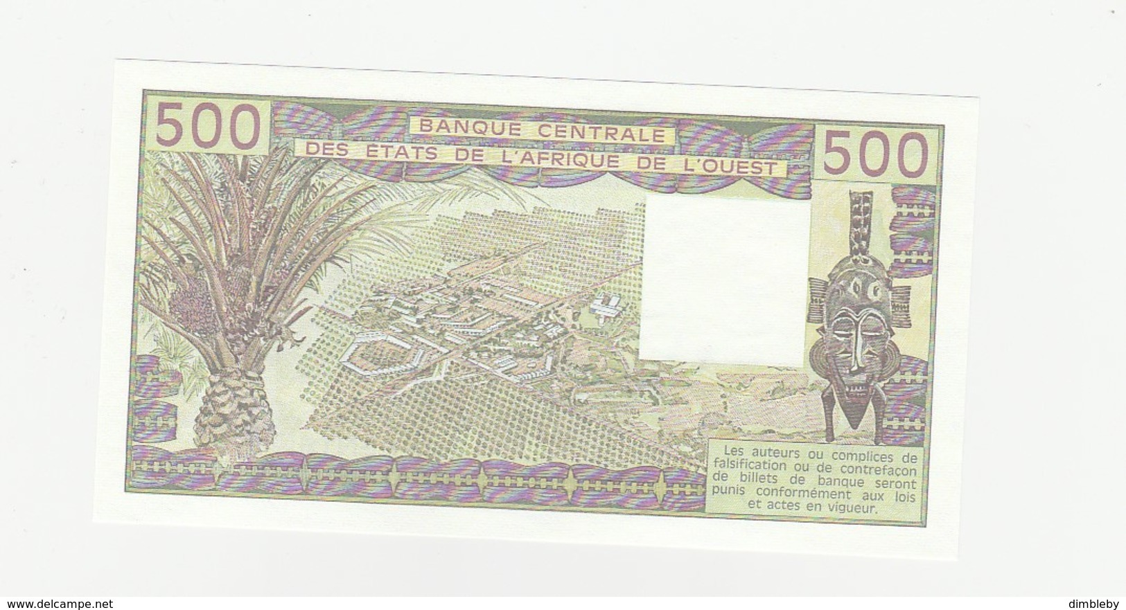 500 Francs 1989A UNZ - Ivoorkust