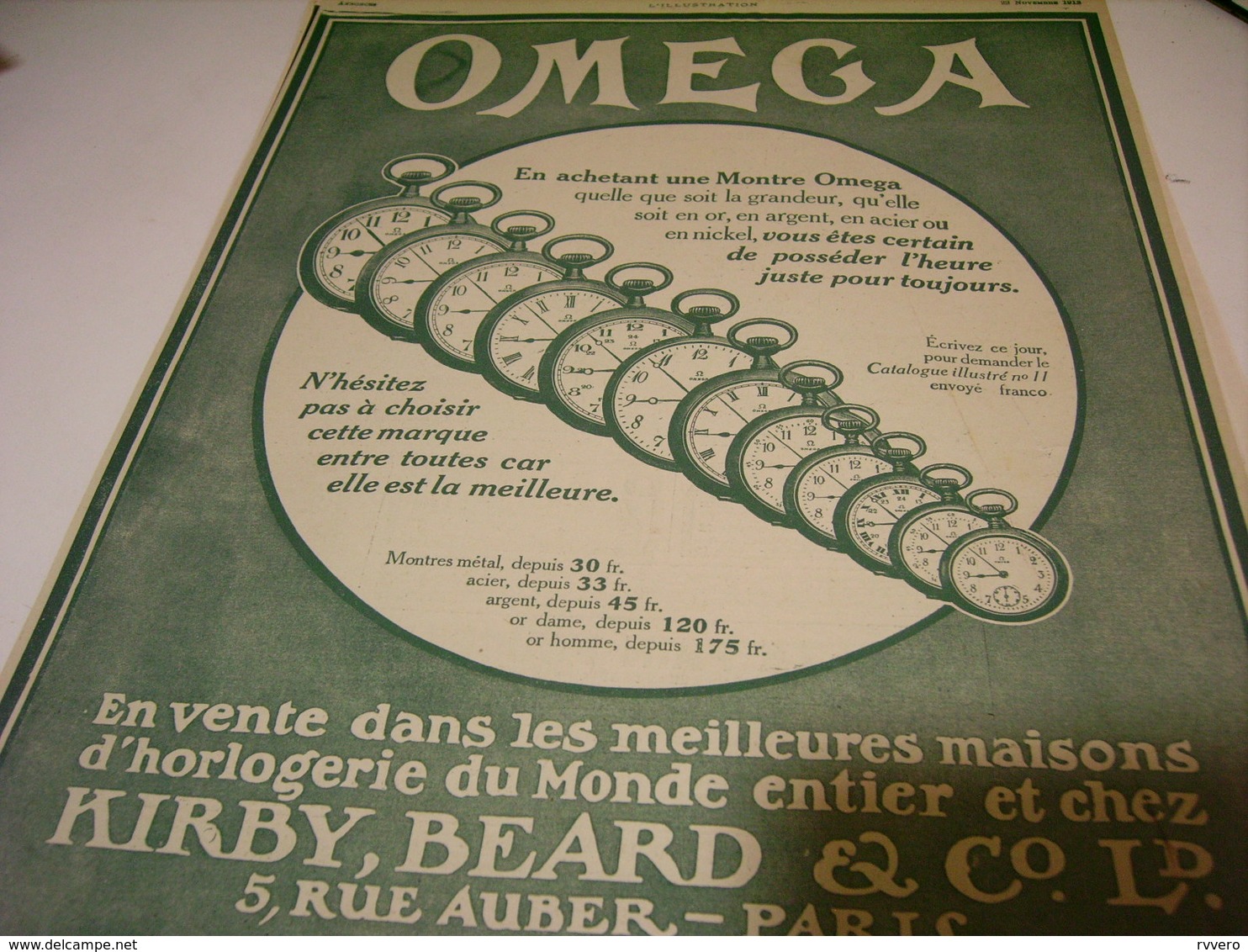 ANCIENNE PUBLICITE MONTRE OMEGA HEURE JUSTE  1913 - Autres & Non Classés