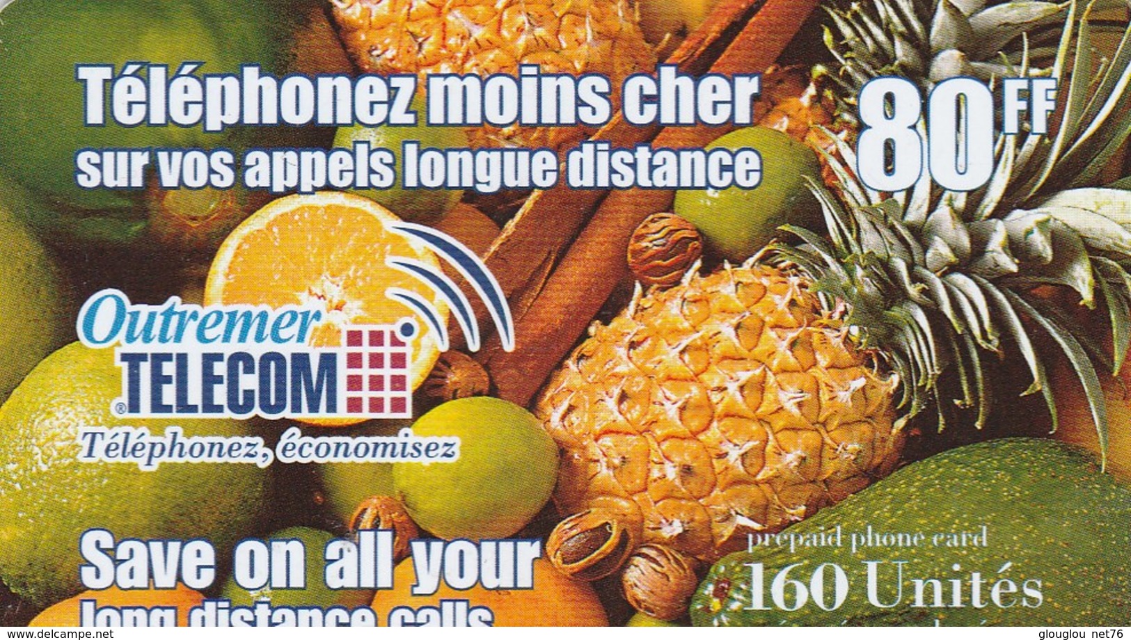 CARTE TELEPHONIQUE PREPAYEE..OUTREMER TELECOM   160 UNITES. - Autres & Non Classés