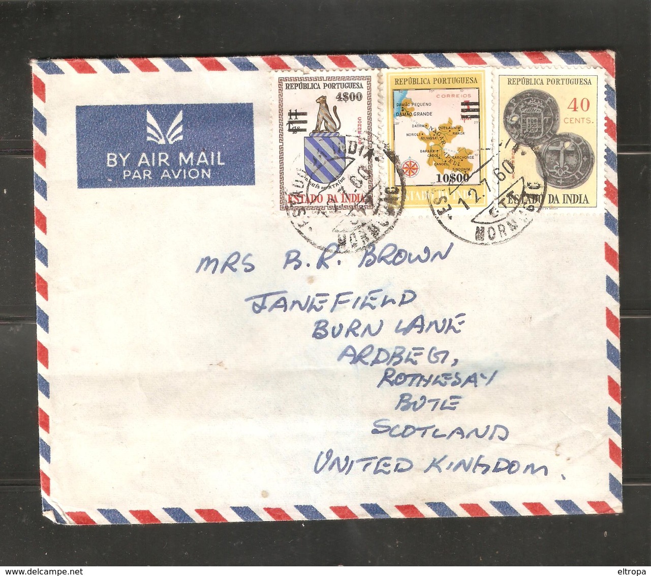 Portuguese India Airmail Cover To UK - Portugiesisch-Indien