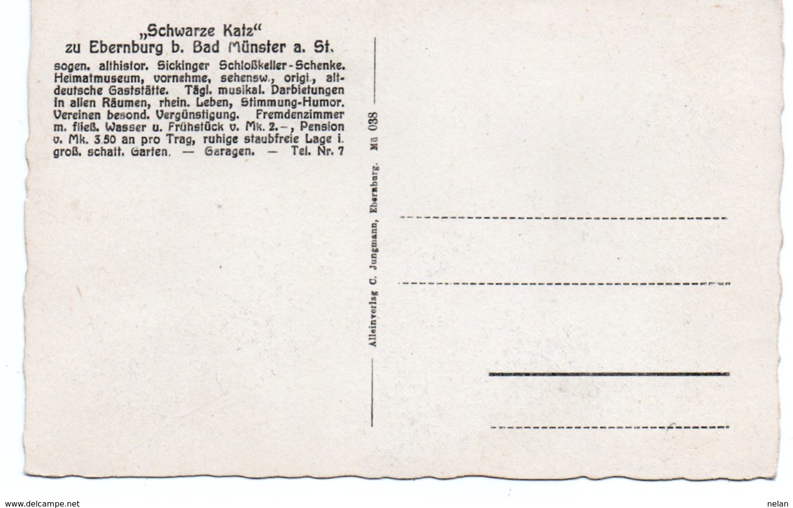 SCHWARZE KATZ ZU EBERNBURG B. MUNSTER A. ST.NON  VIAGGIATA - Bad Muenster A. Stein - Ebernburg