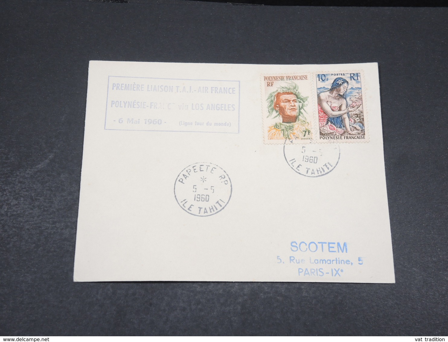 POLYNÉSIE - Enveloppe 1 ère Liaison Polynésie / France En 1960 - L 17610 - Lettres & Documents