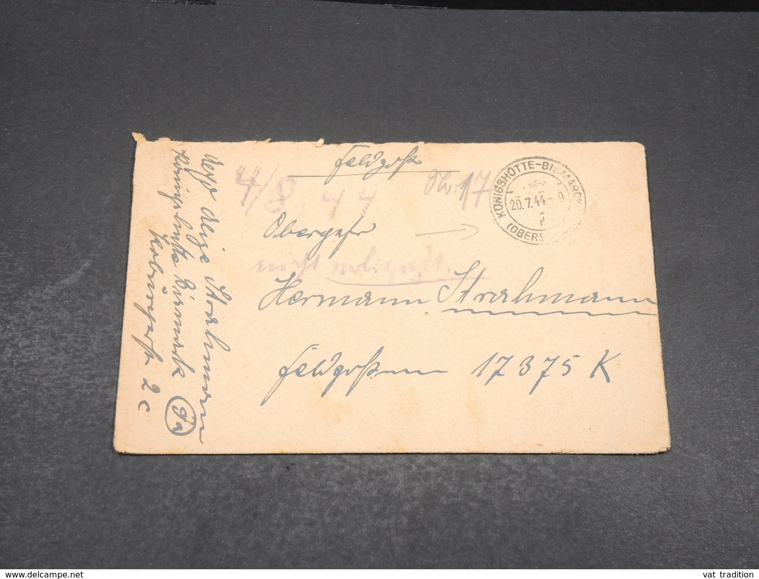 ALLEMAGNE - Enveloppe En Feldpost  En 1944 , Oblitération " Konigshütte - Bismarck " - L 17611 - Lettres & Documents