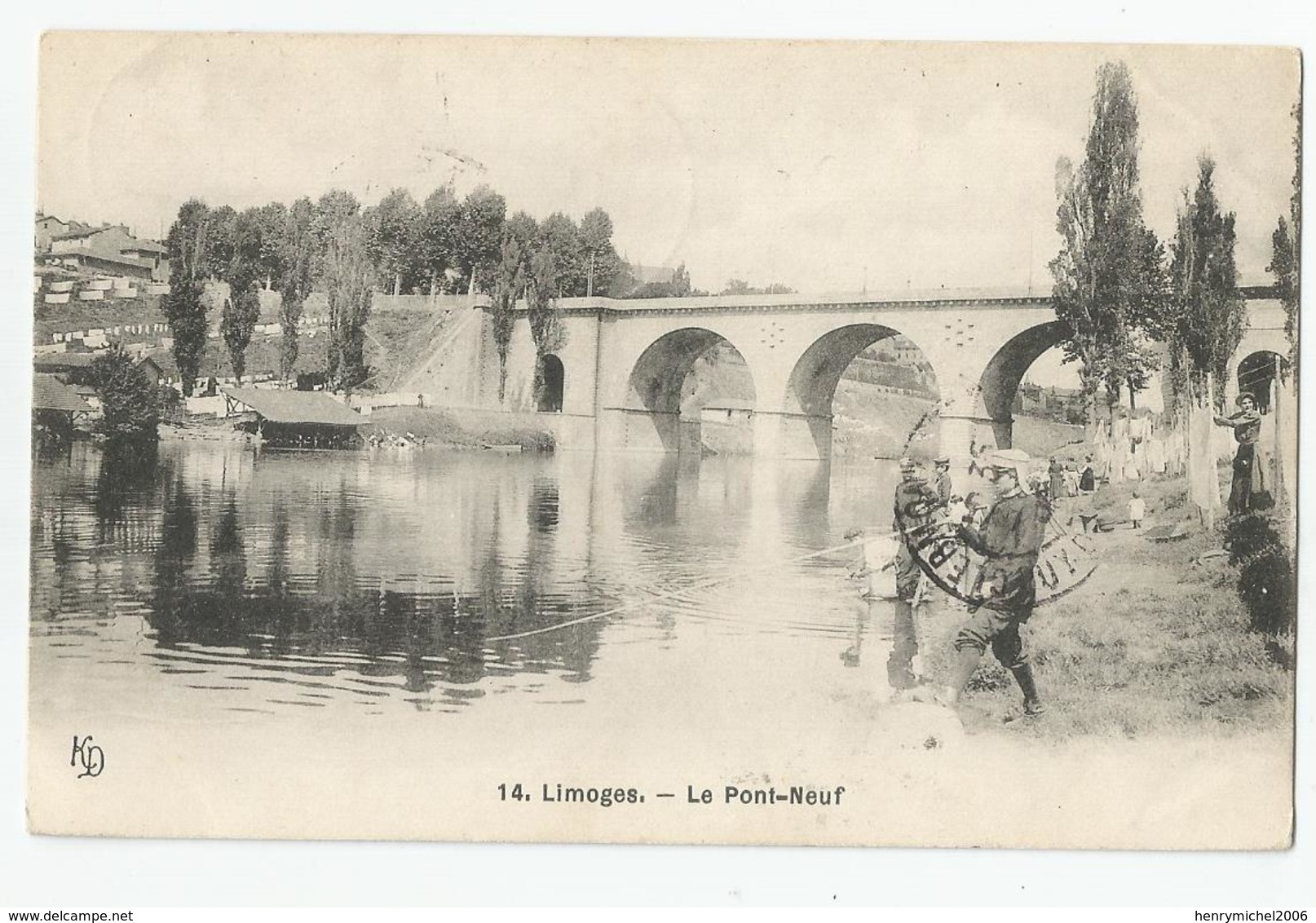 87 Limoges Le Pont Neuf Pecheur 1909 - Limoges