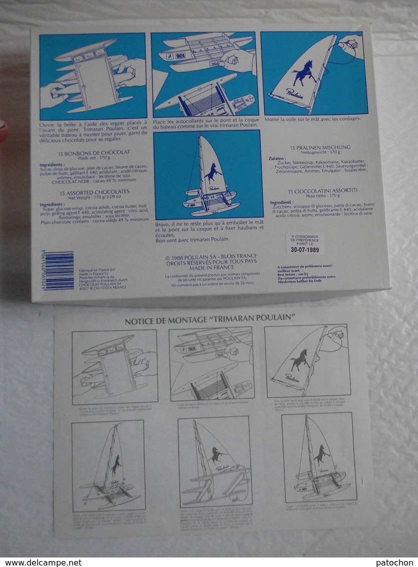 Trimaran Poulain Objet Publicitaire Plastique 1988. Longueur 28cm Boite 24x30. - Cioccolato