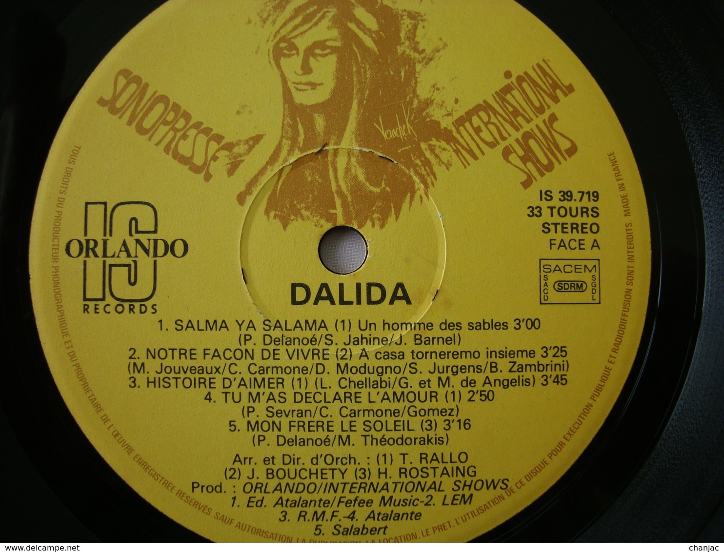 33 Tours: DALIDA - SALMA YA SALAMA - Sonopresse - Orlando IS 39.719 De 1977 - Autres & Non Classés