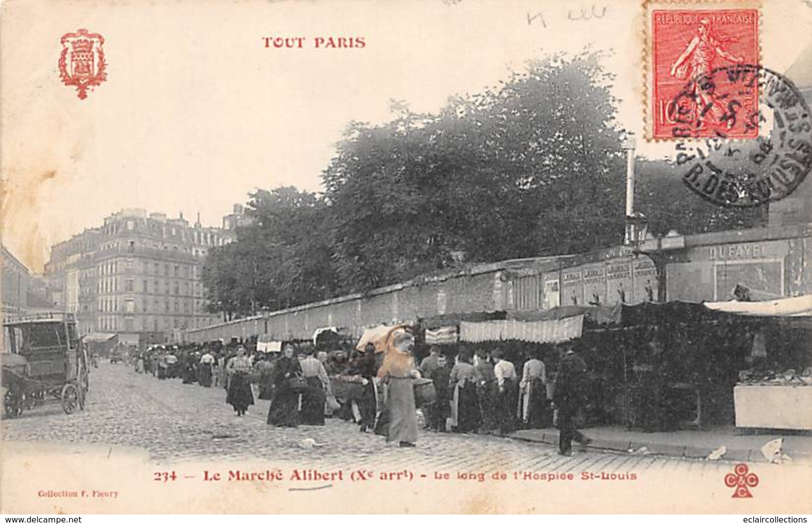 Série Tout Paris  75010      Le Marché Alibert Le Long De L'Hospice St Louis       (voir Scan) - Sets And Collections