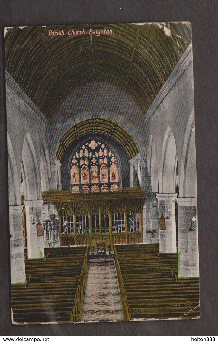 Interior View Of The Parish Church, Paignton - Used 1909 Lot Of Wear - Paignton