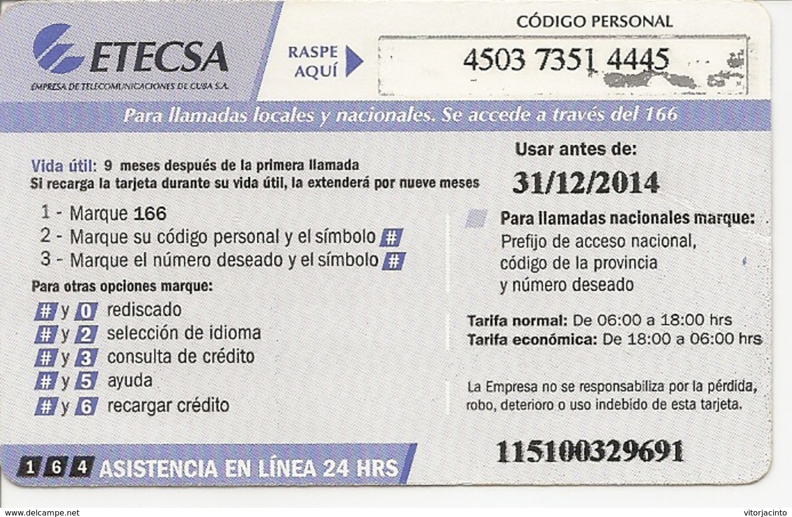 ETECSA Propia- Local And NationaL Phone Card Recharge 5.00 CUP - Cuba - Cuba