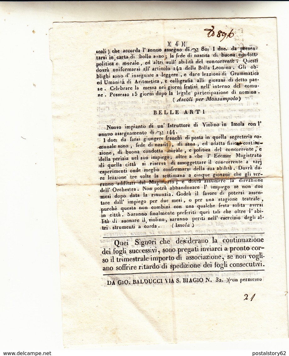 Bollettino Settimanale Delle Vacanze E Rimpiazzi Degli Impieghi Comunali. Anno 1 Num.1  Perugia 05 Ottobre 1839 - Premières éditions