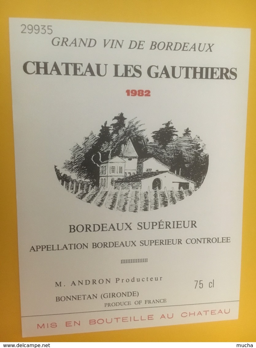 8361 - Château Les Gauthiers 1982 - Bordeaux