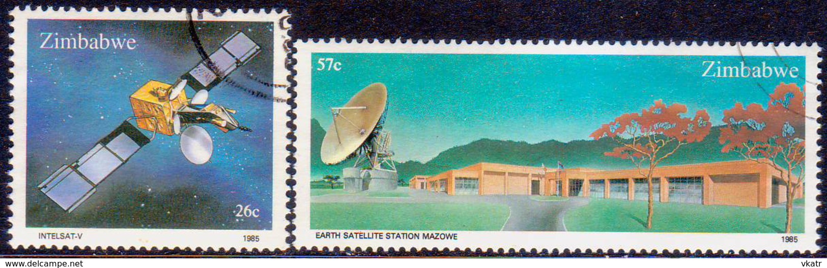 ZIMBABWE 1985 SG #657-58 Compl.set Used Earth Satellite Station - Zimbabwe (1980-...)