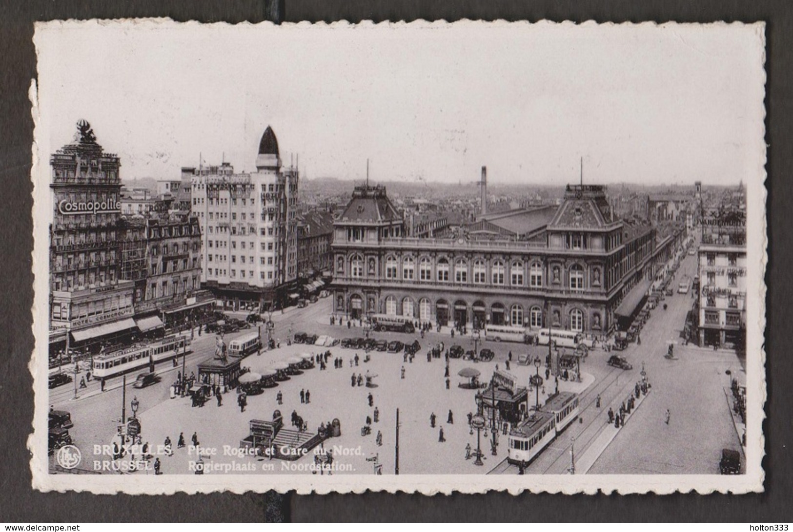 Rogier Square & Railway Station , Brussels, Belgium - Real Photo - Used 1937 - Other & Unclassified