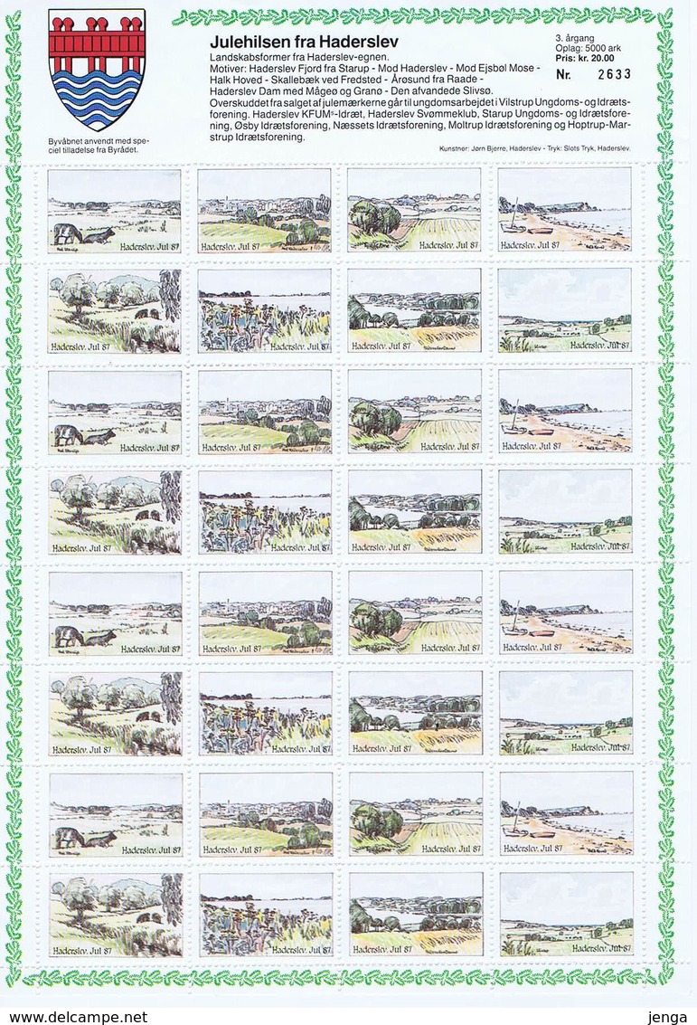 Denmark, Local Christmas Seals Haderslev 1986 - 1989, 4 Full Sheets, MNH (**) - Ganze Bögen