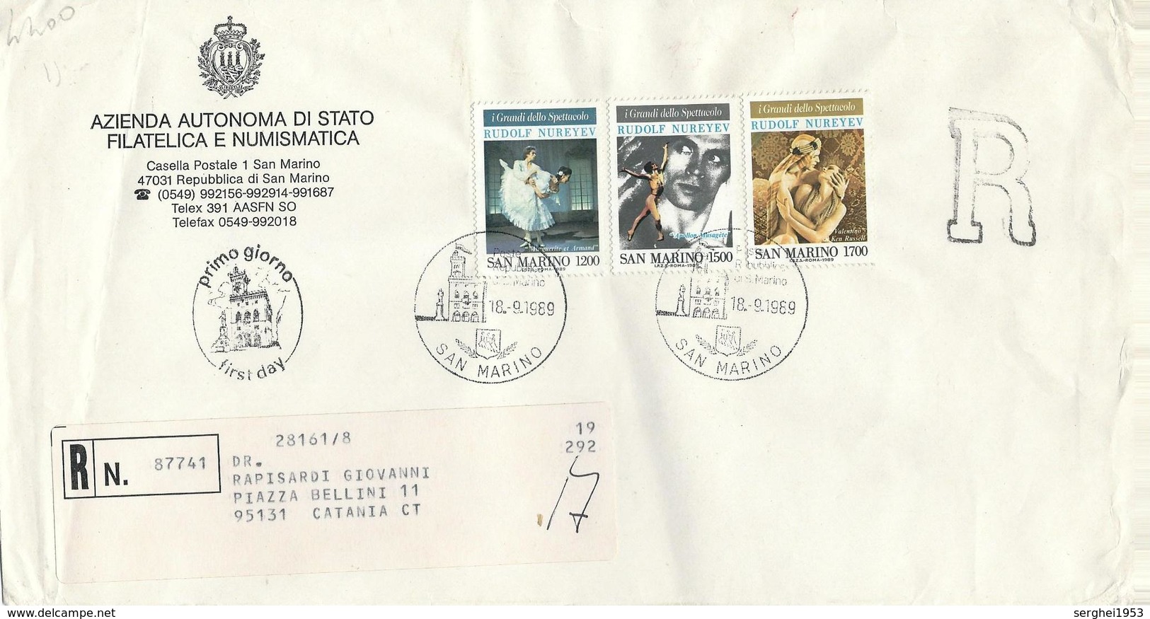 San Marino 1989 - Rudolf Nureyev - FDC