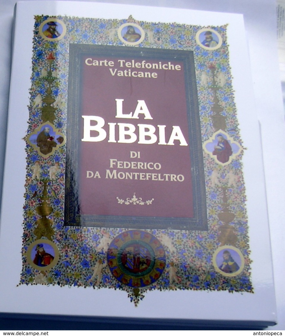 VATICANO 2018, FOLDER "LA BIBBIA DI FEDERICO DA MONTEFELTRO" 4 NEW TELEPHONE CARDS - Vaticano